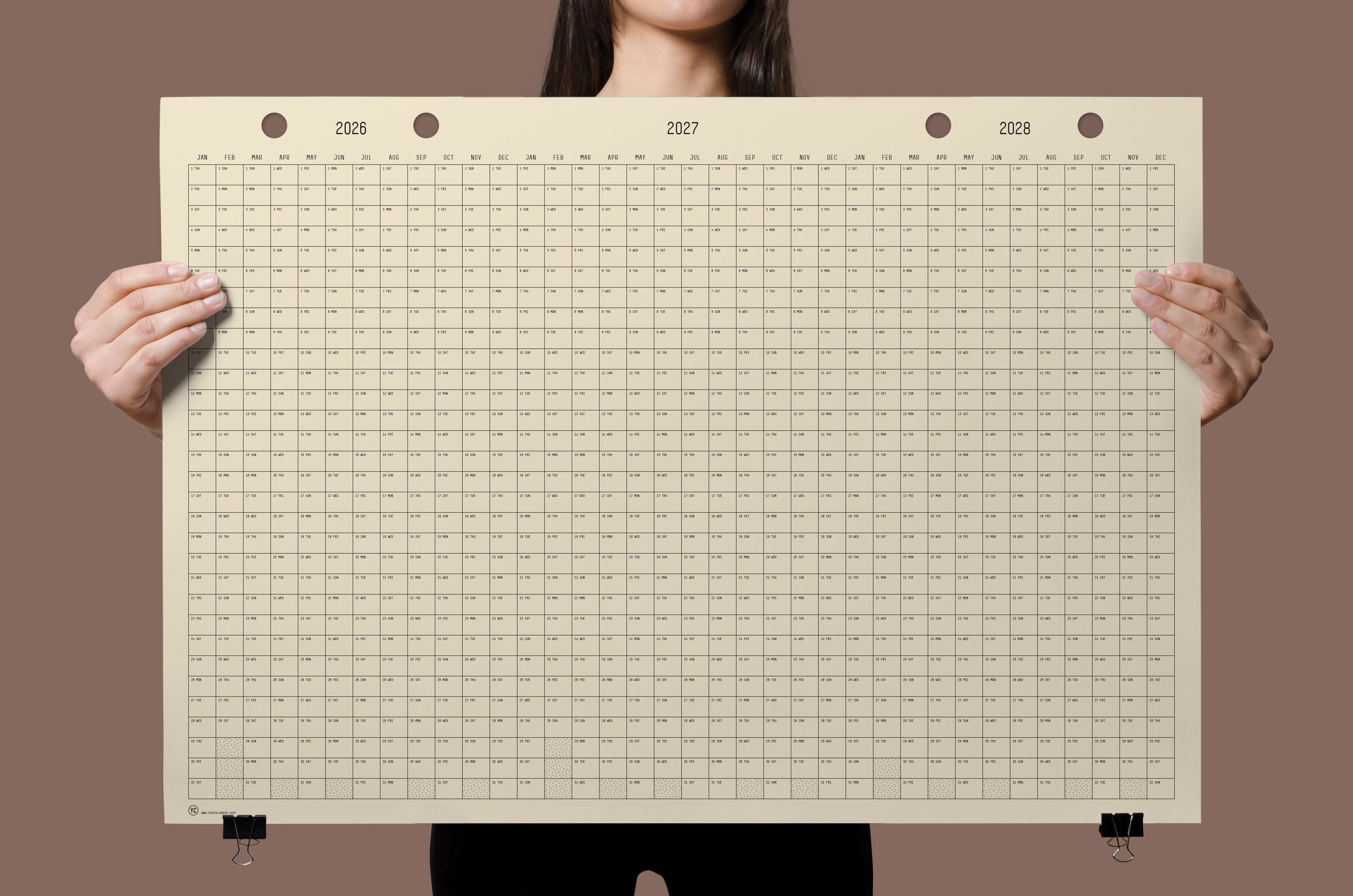 2026-2028, 3Year Calendar 90x62cm