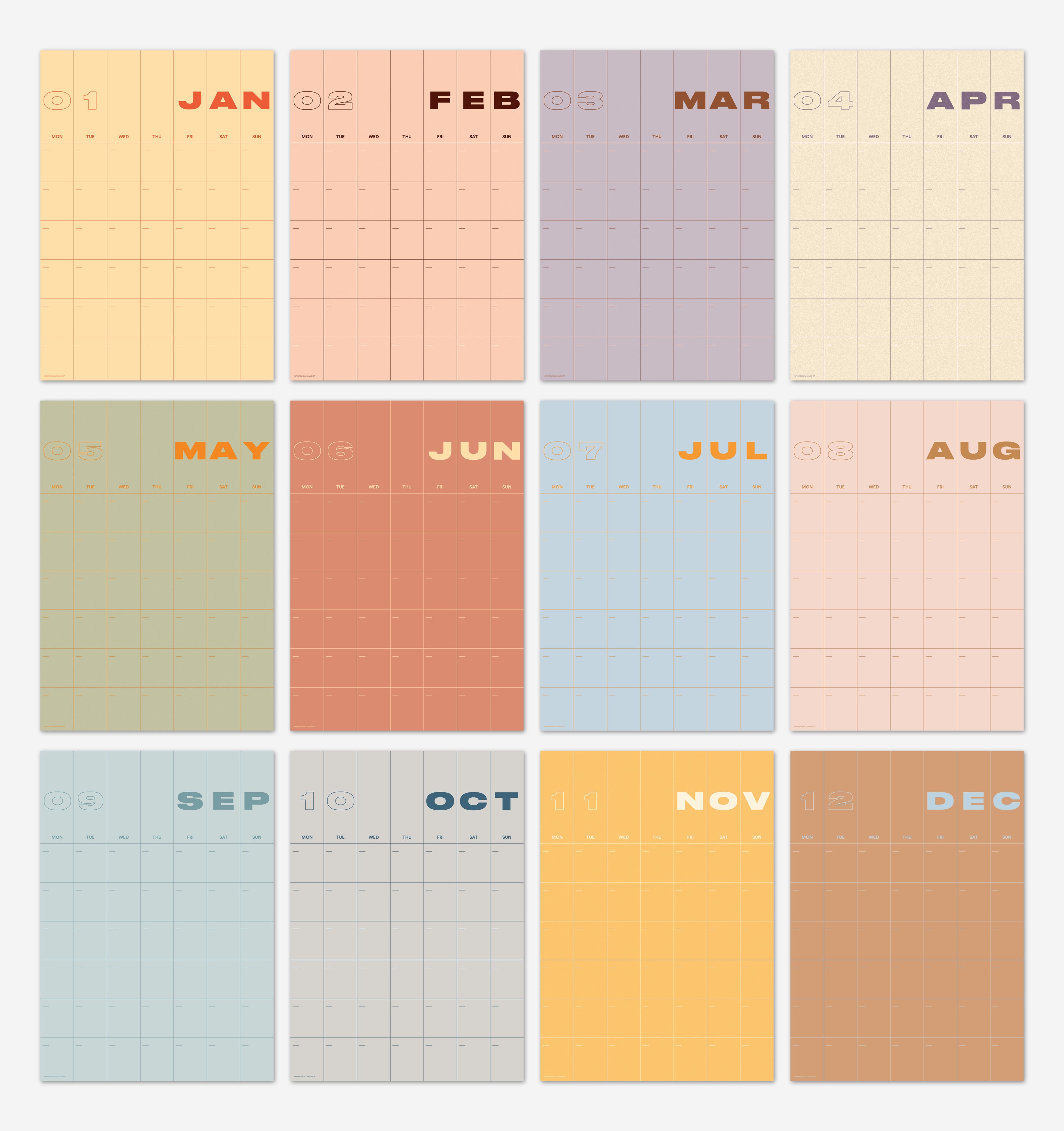 A3 Undated Wall Calendar