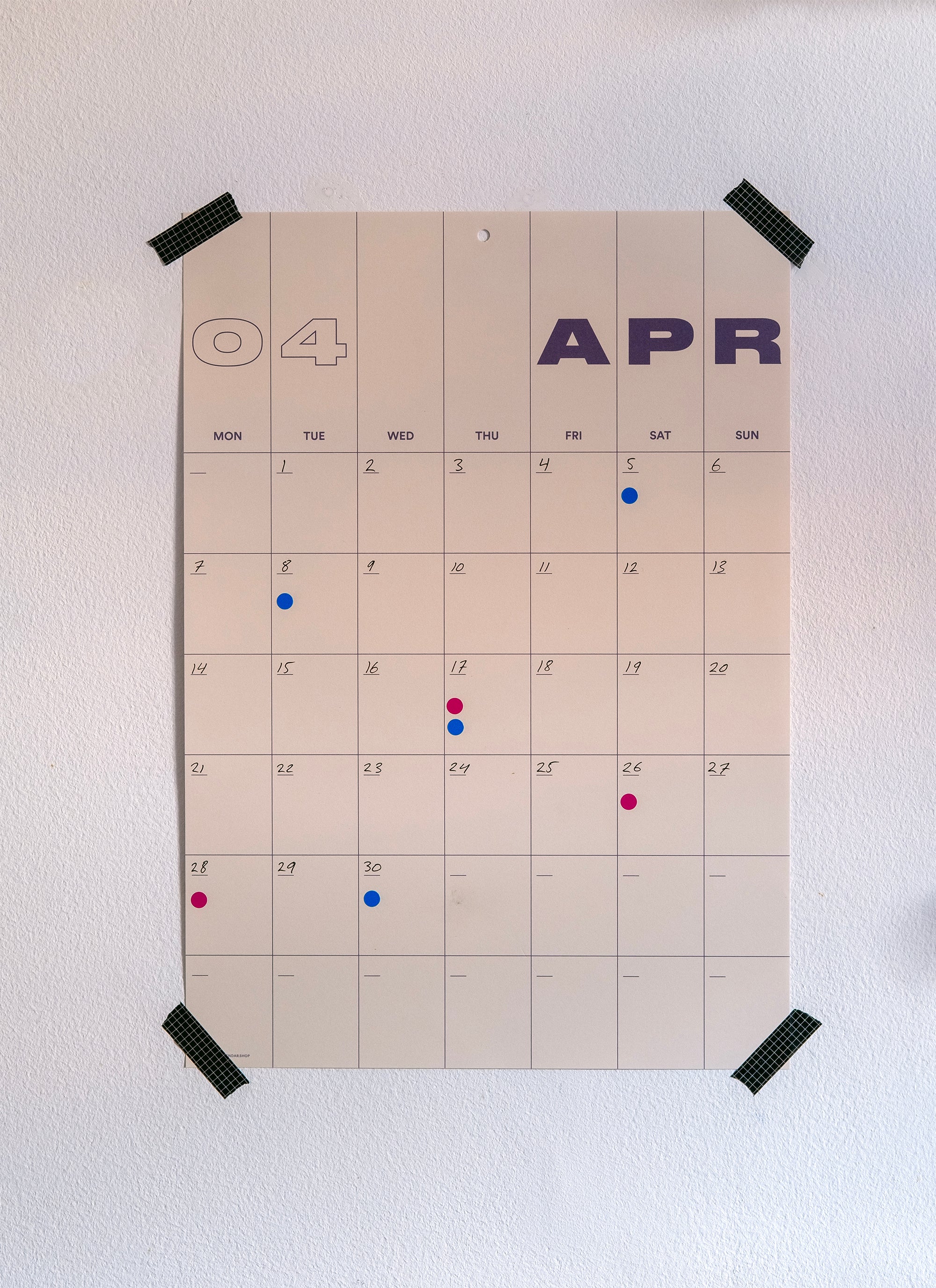 A3 Undated Wall Calendar