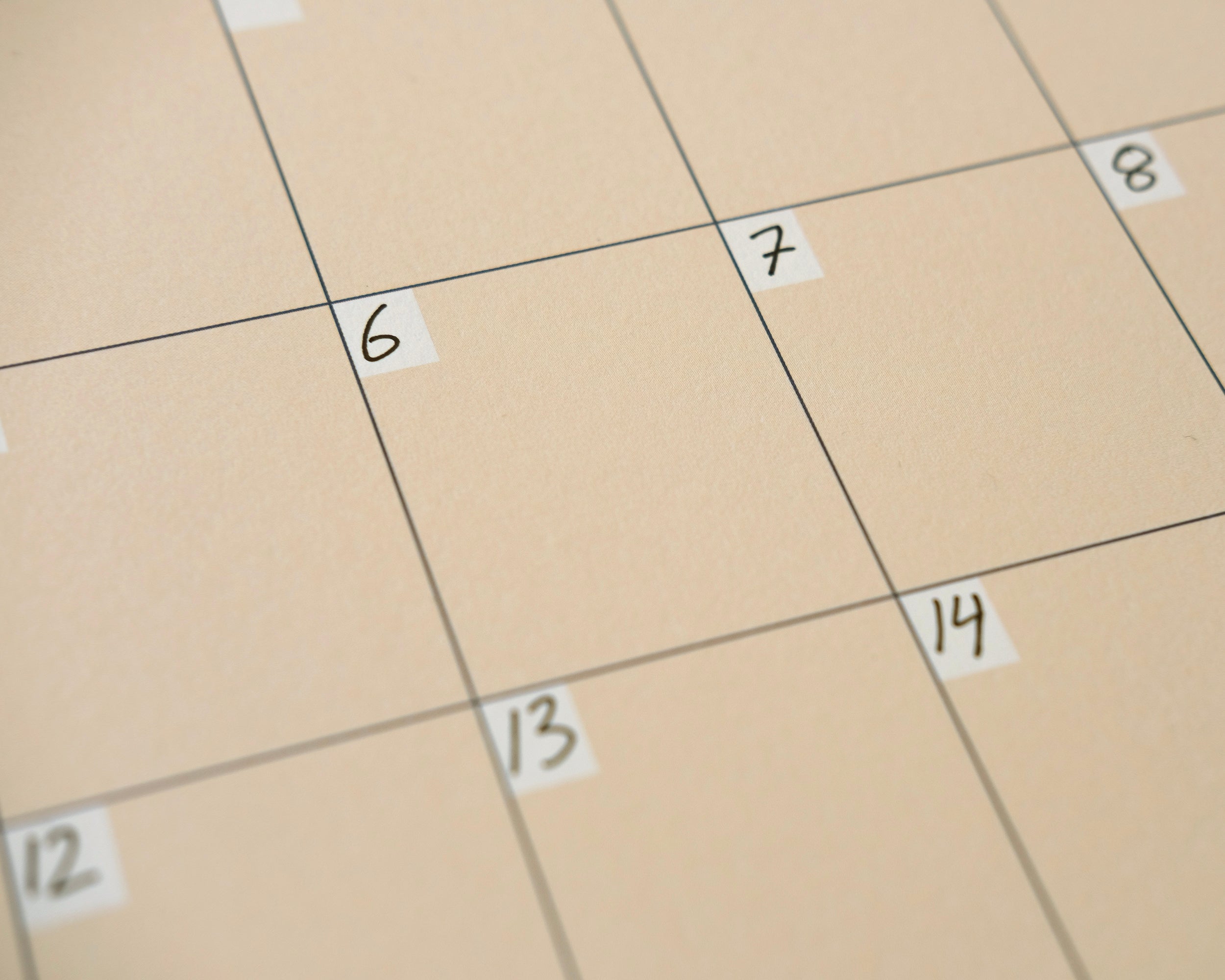 A3 Undated Wall Calendar Light Beige