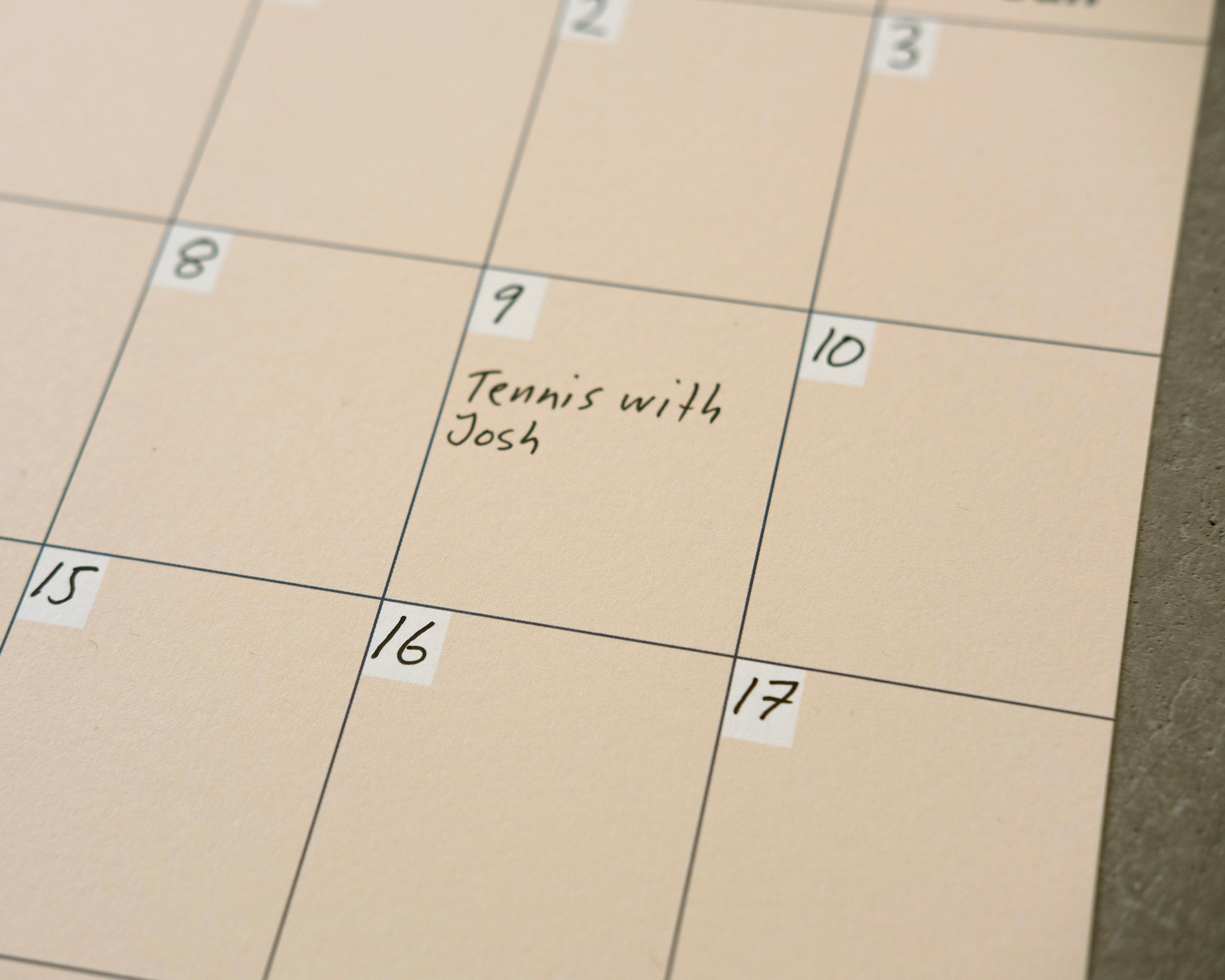 A3 Undated Wall Calendar Light Beige