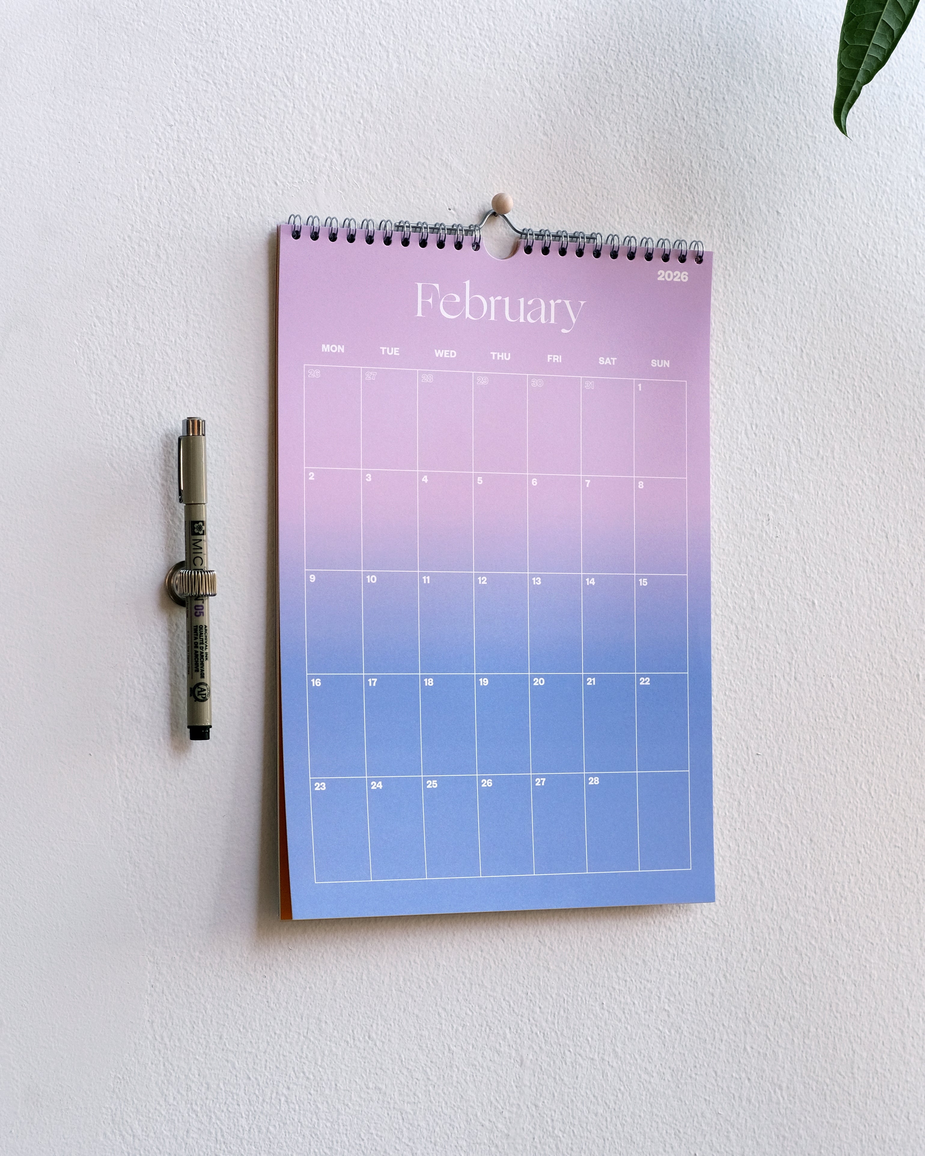 2026 Wall Calendar Gradient A4