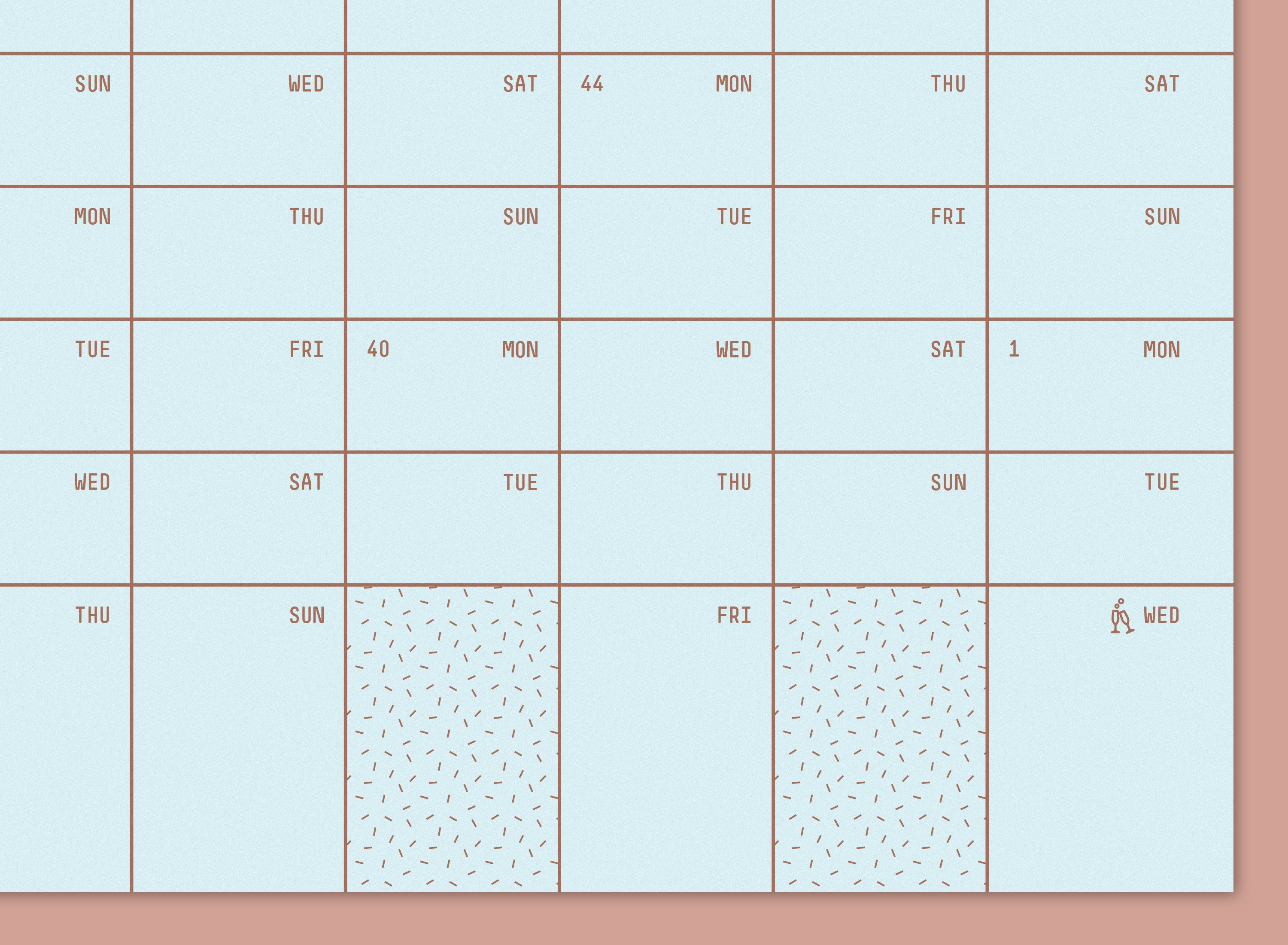 2025 Light Blue Calendar 44x62cm