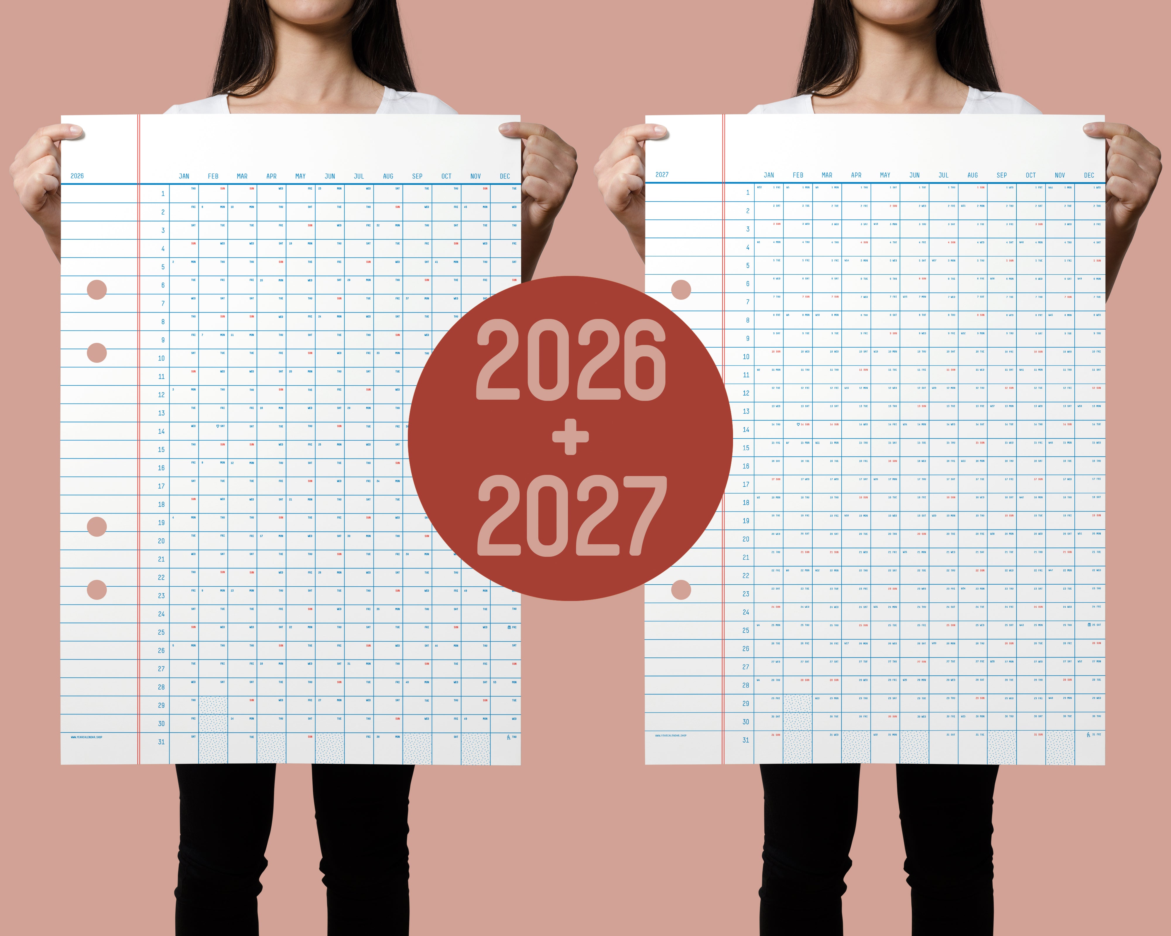 Classic Wall Calendars 2026 + 2027 – Bundle Deal (50x70cm)