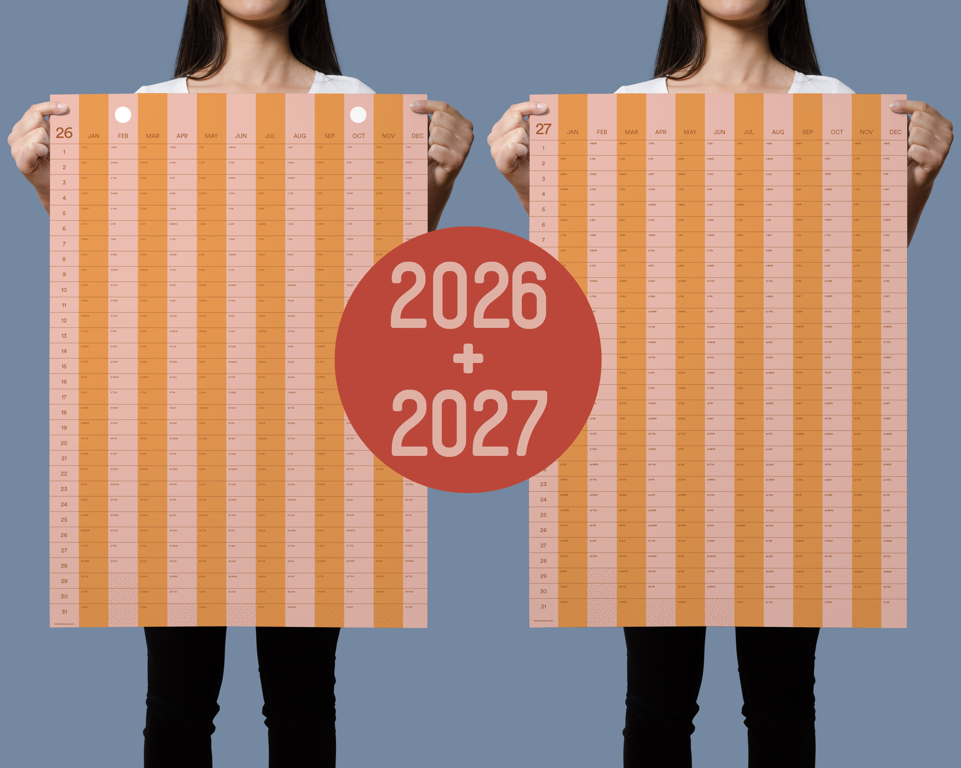 Stripe Wall Calendars 2026 + 2027 – Bundle Deal