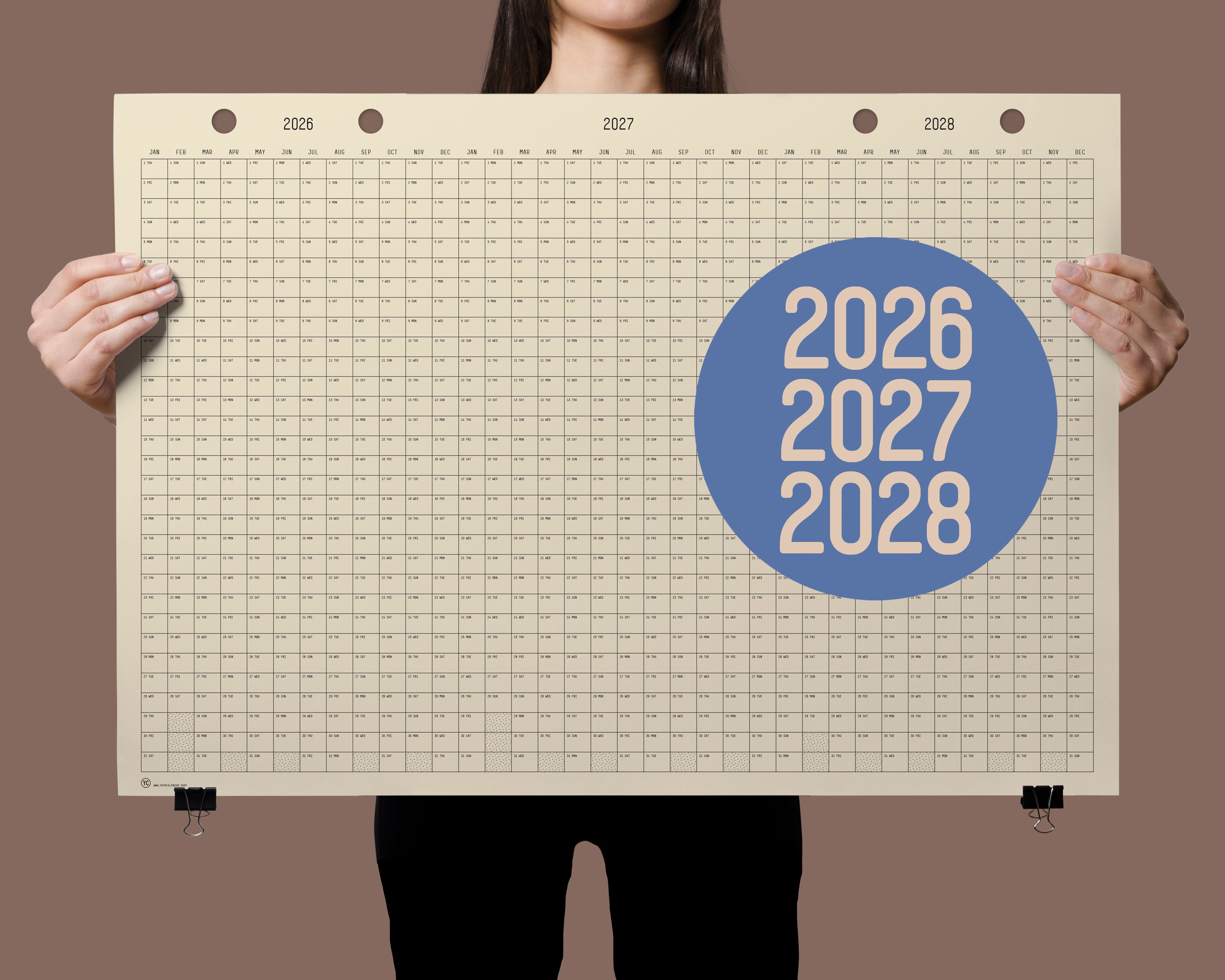 2026-2028, 3Year Calendar 90x62cm