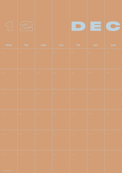 A3 Undated Wall Calendar
