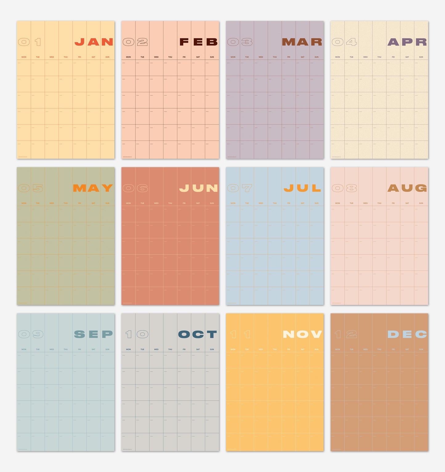 A3 Undated Wall Calendar