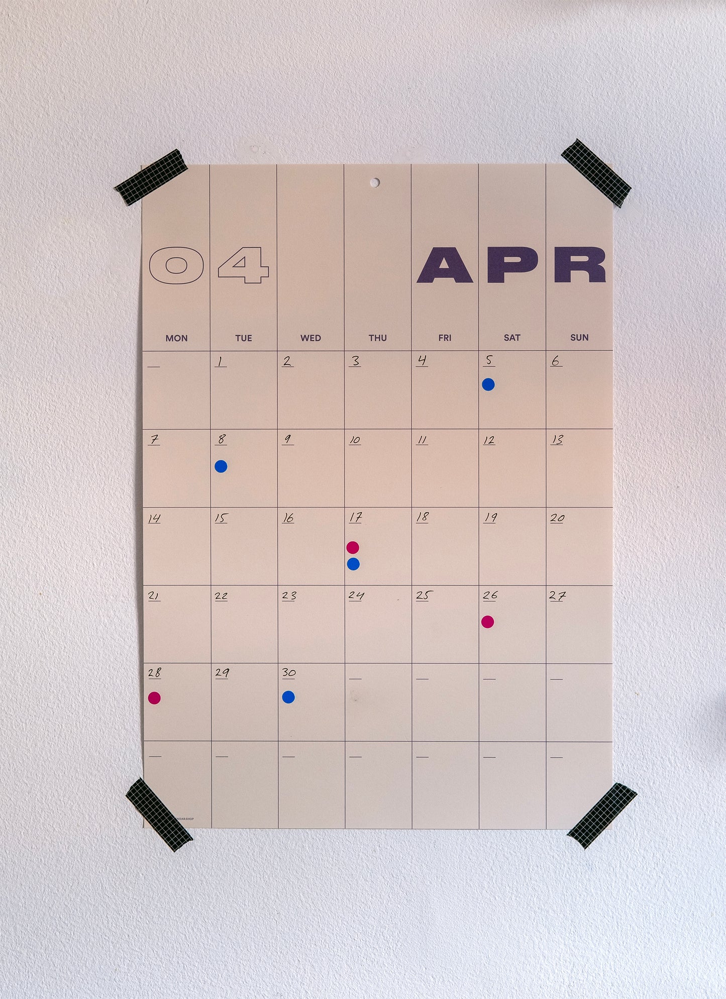 A3 Undated Wall Calendar