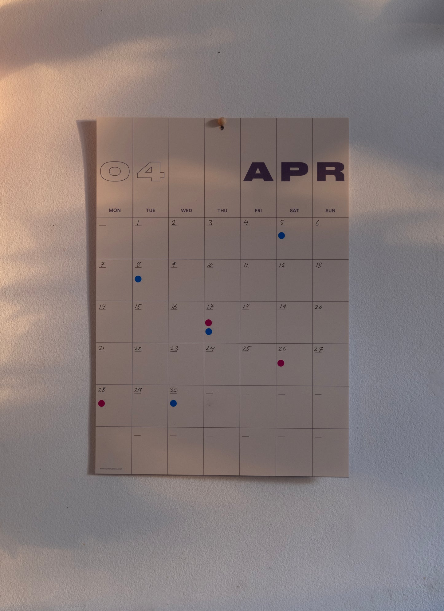 A3 Undated Wall Calendar