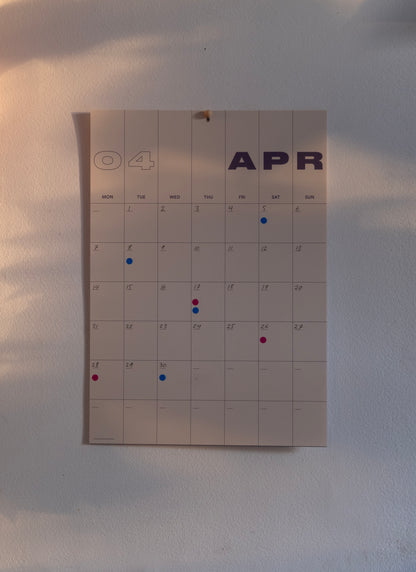 A3 Undated Wall Calendar