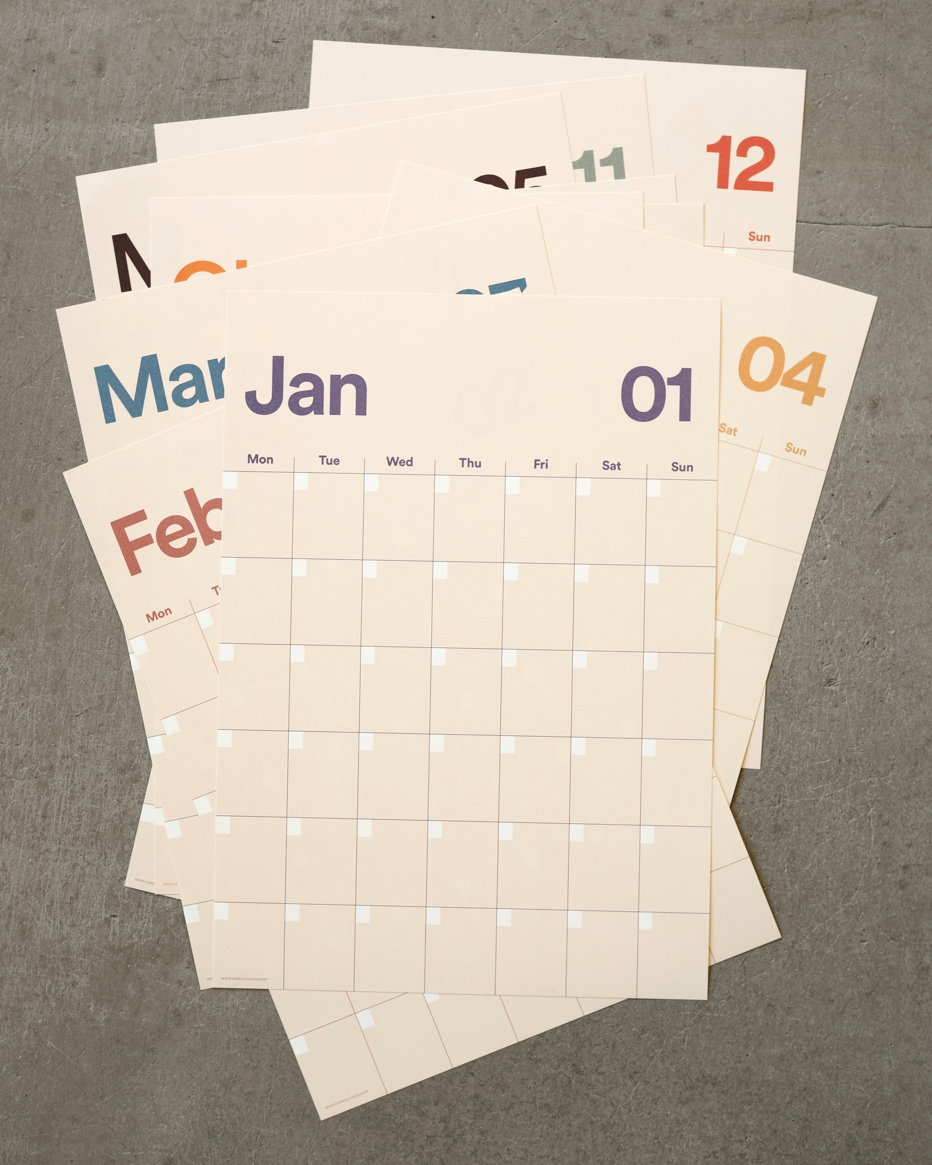 A3 Undated Wall Calendar Light Beige
