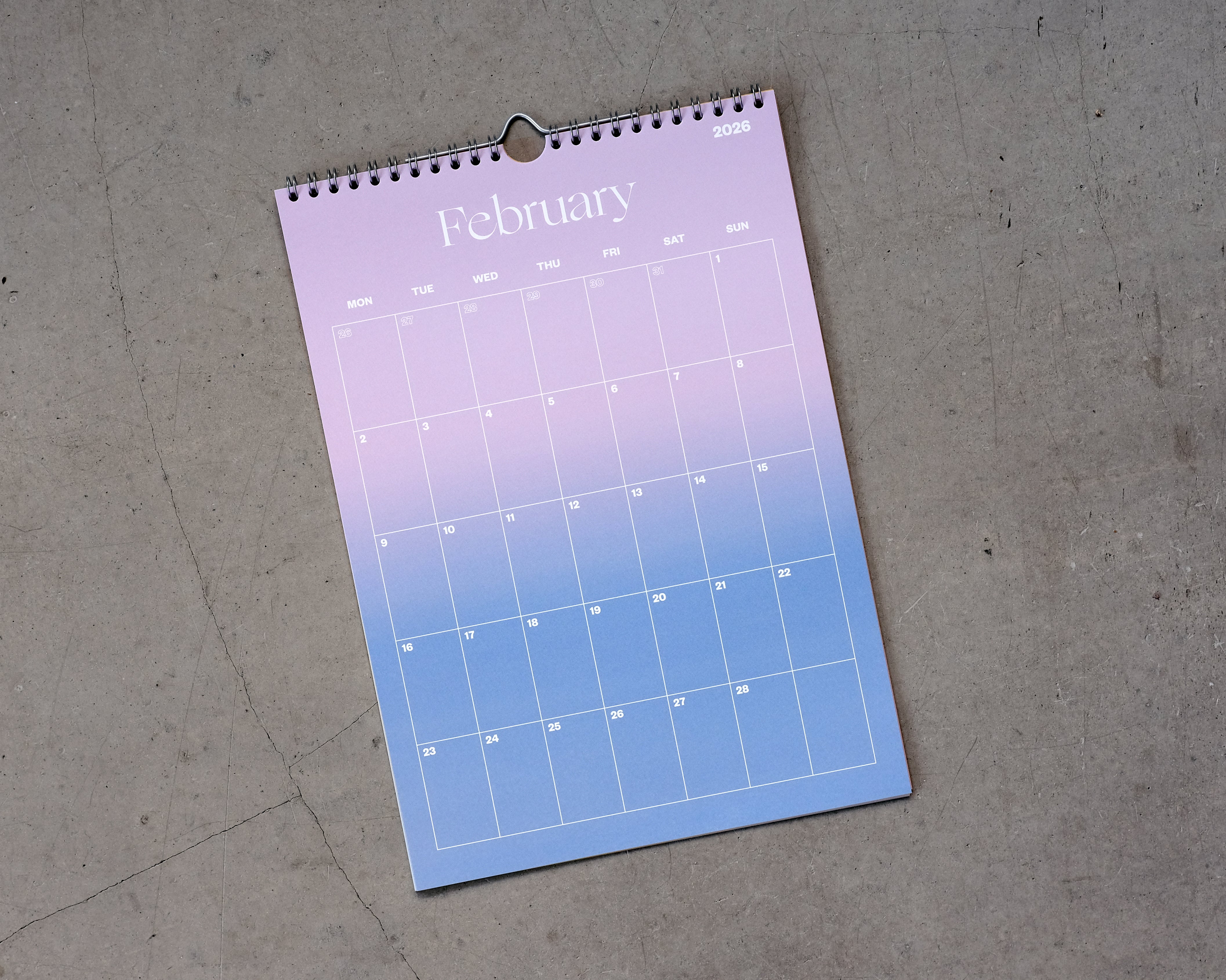 2026 Wall Calendar Gradient A4