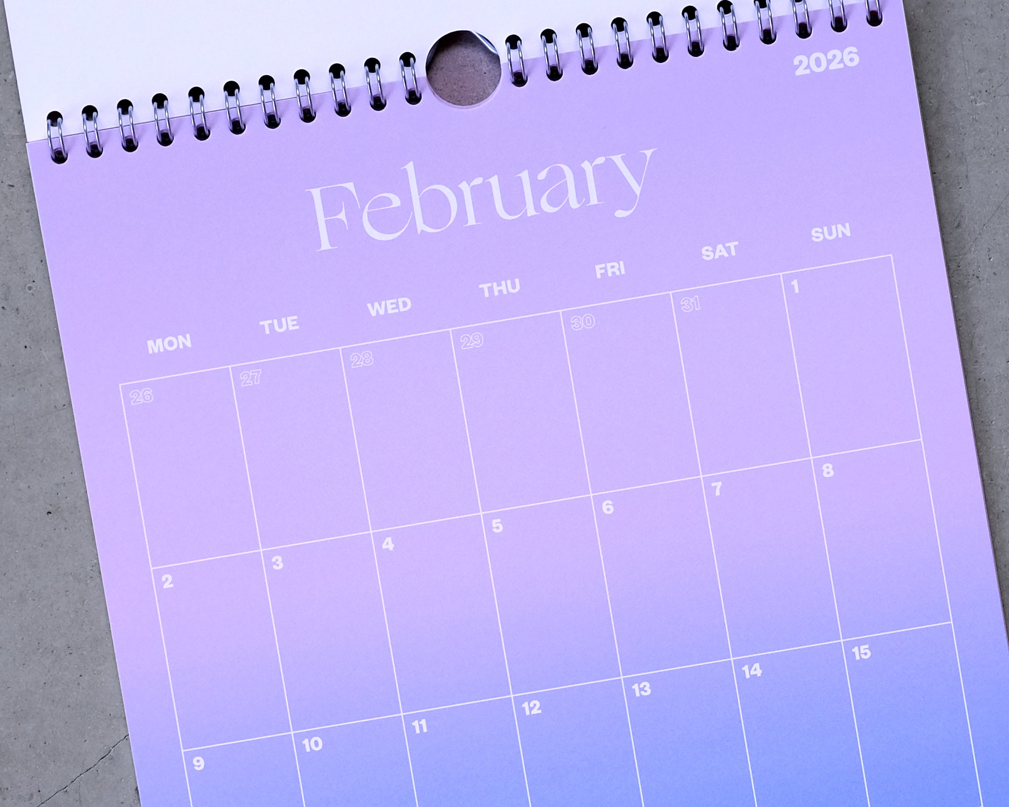 2026 Wall Calendar Gradient A4
