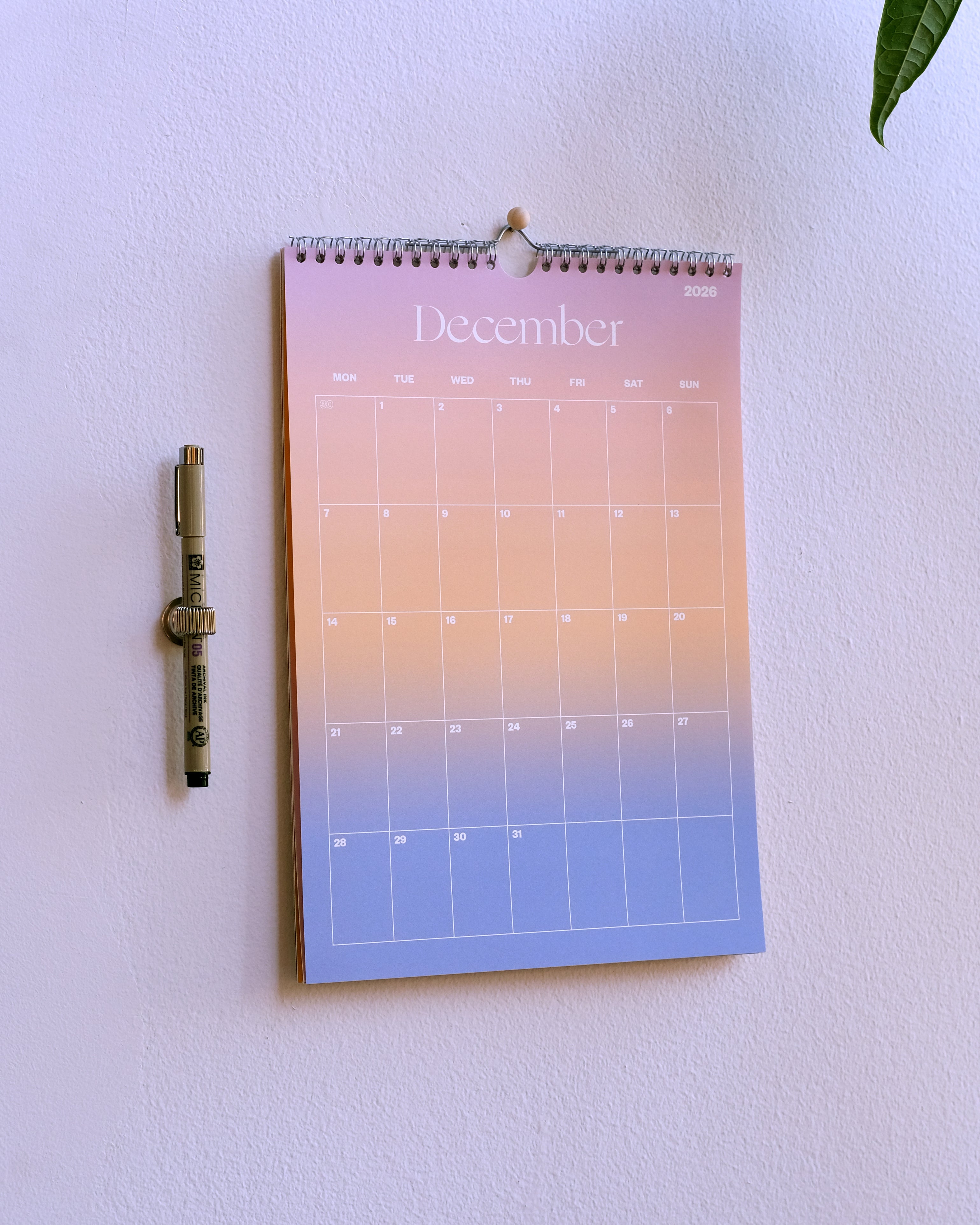 2026 Wall Calendar Gradient A4