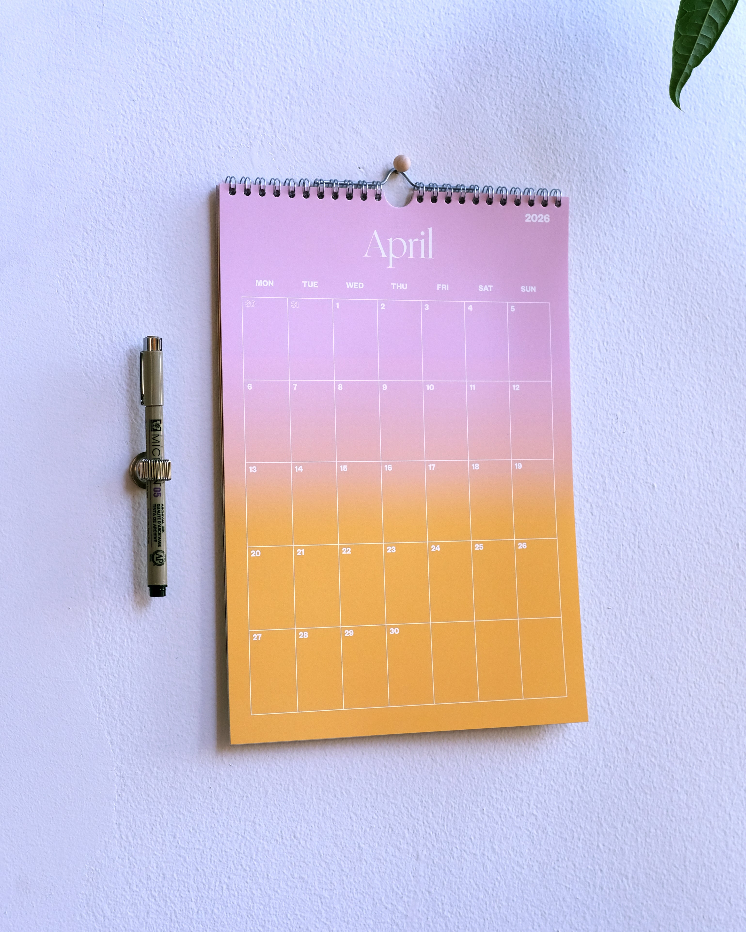 2026 Wall Calendar Gradient A4