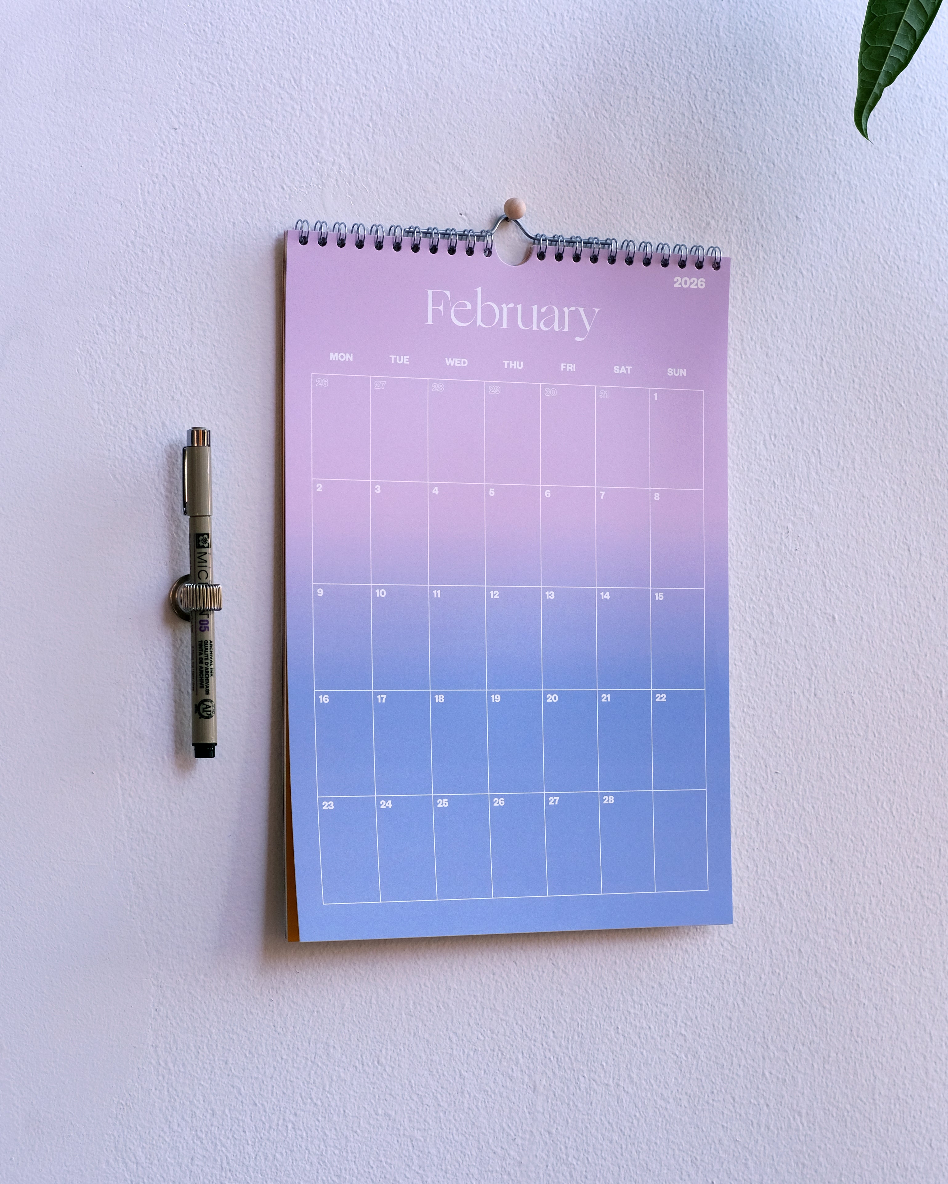 2026 Wall Calendar Gradient A4
