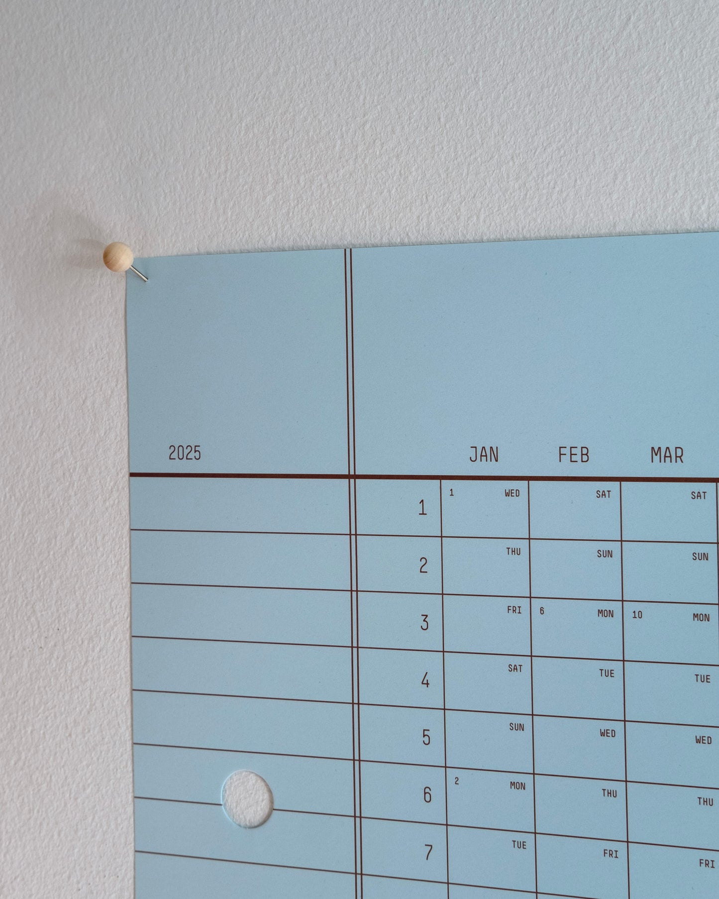 2025 Light Blue Calendar 44x62cm