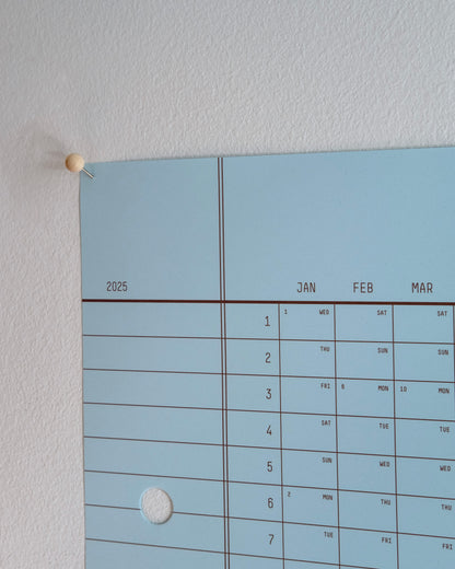2025 Light Blue Calendar 44x62cm