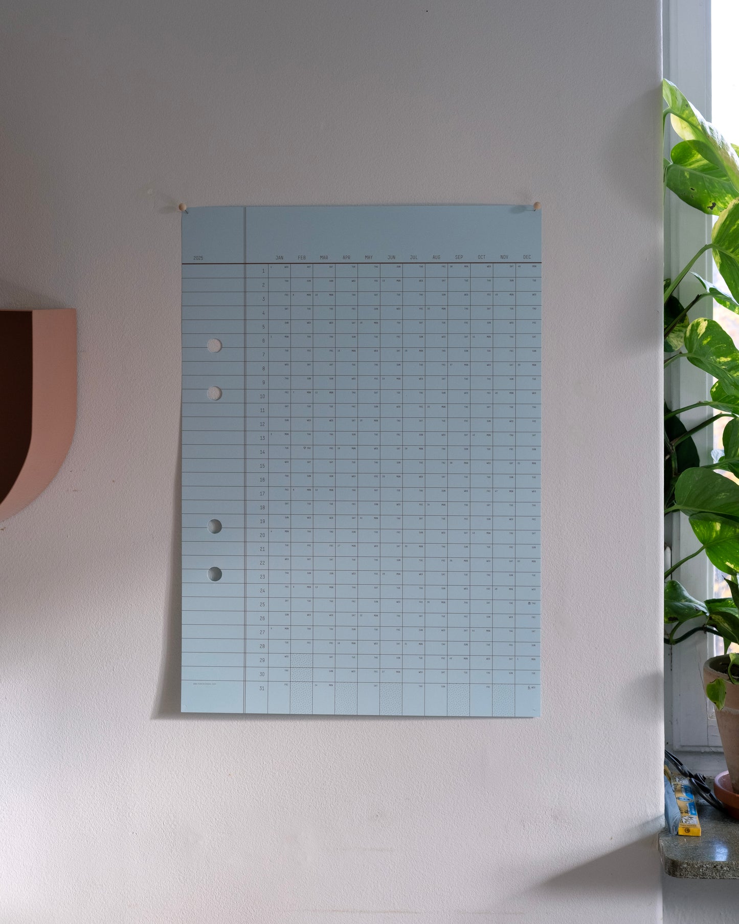 2025 Light Blue Calendar 44x62cm