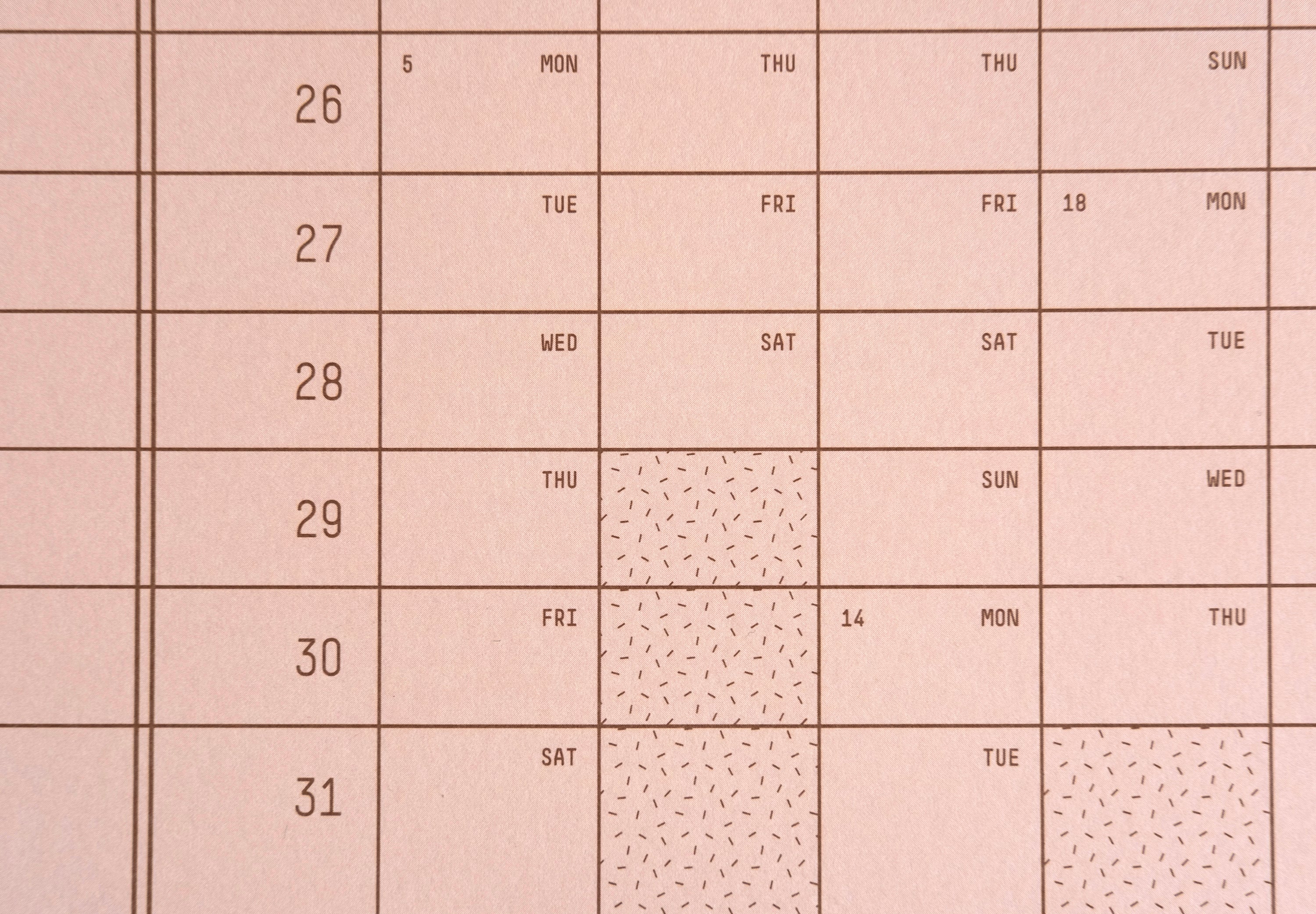 2026 Peach Calendar 44x62cm