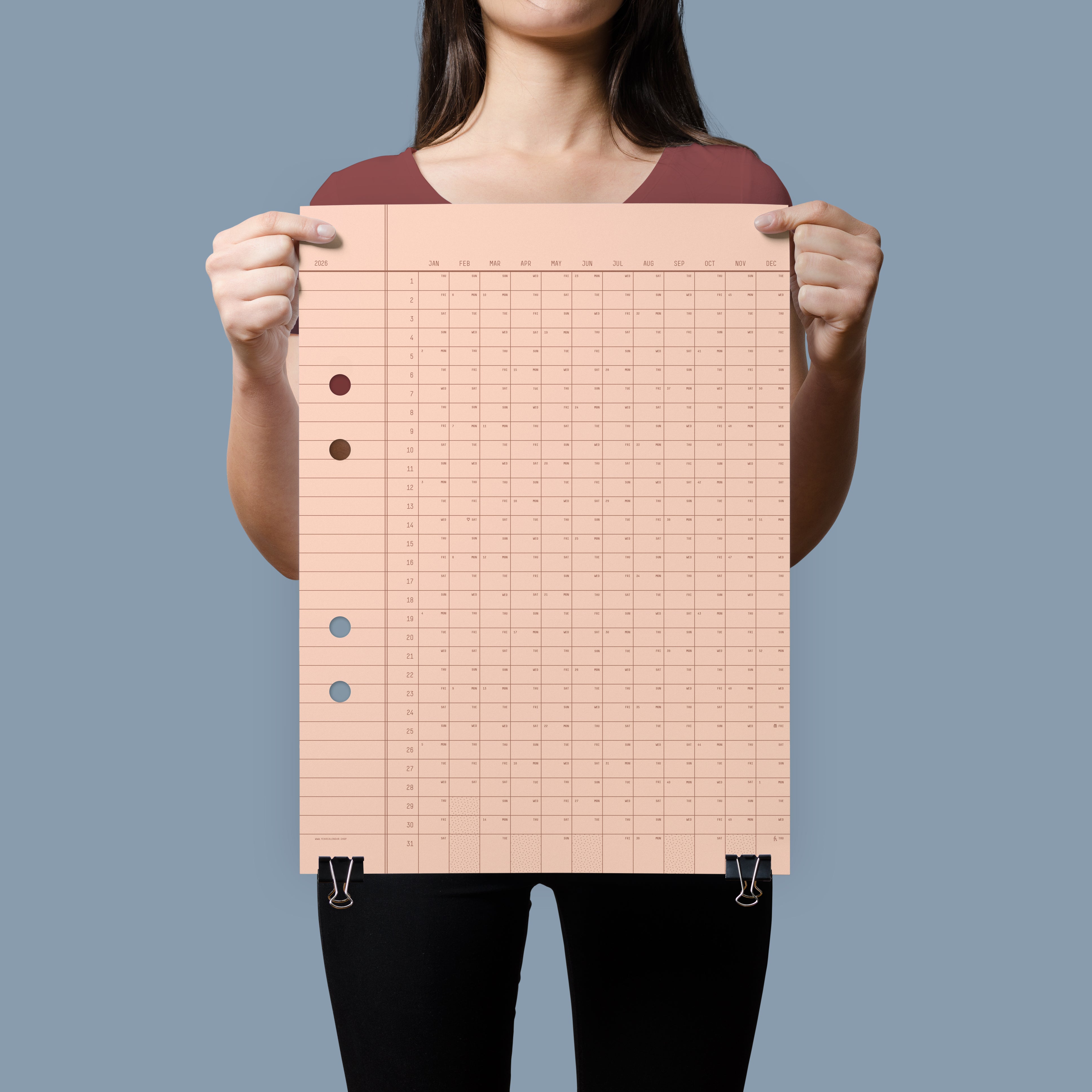 2026 Peach Calendar 44x62cm