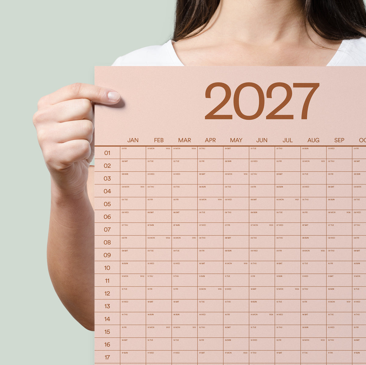 2027 Peach Calendar 40x60cm