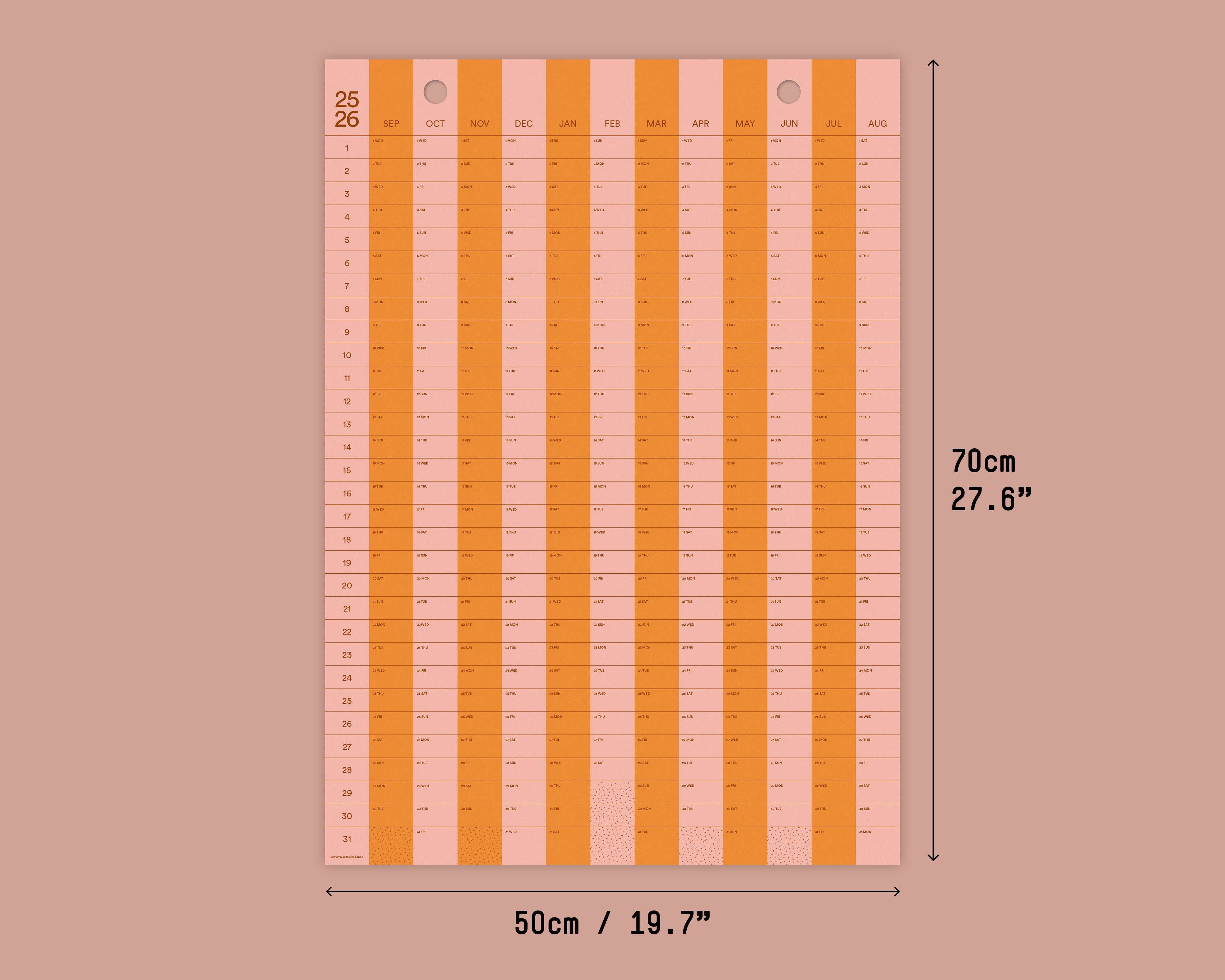 2025-2026 Stripe Calendar Academic Year 50x70cm