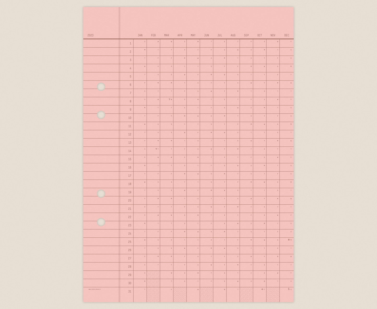 Jahreskalender 2023 Dusty Pink 50x70cm